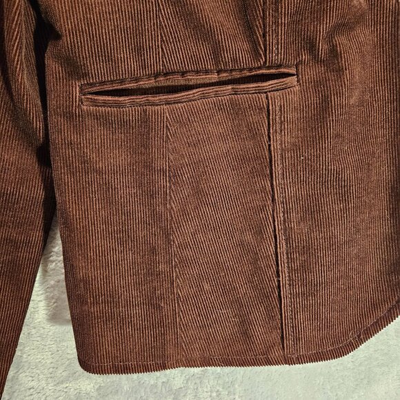 Halgen Corduroy Jacket Womens L Brown Blazer lined pockets notched shoulder tabs - Picture 4 of 16